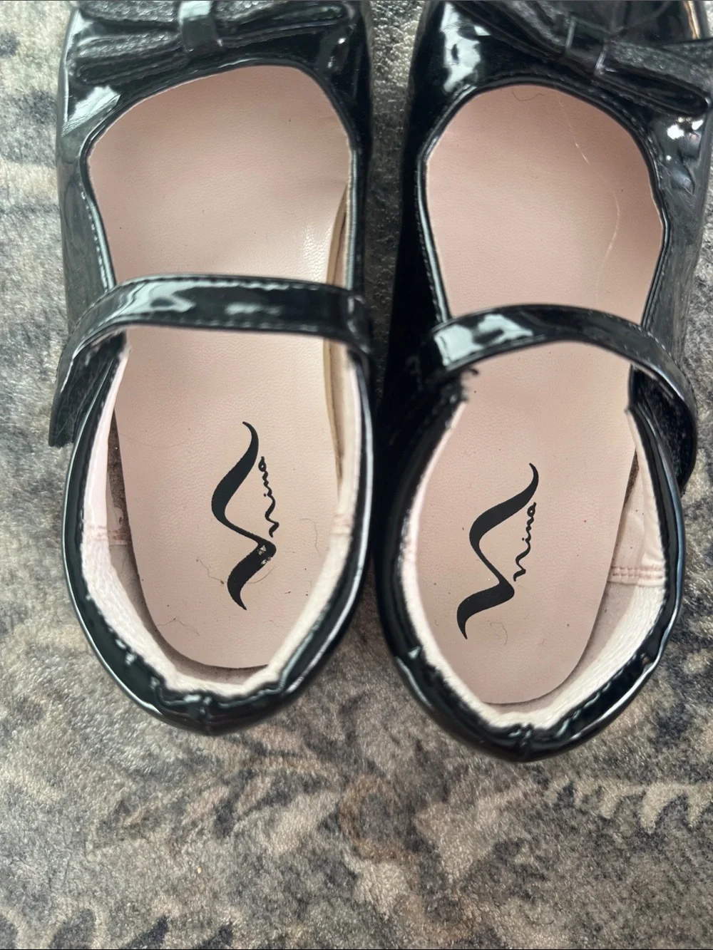 Girls Nina Black Patent Mary Jane Dress Shoes with Bow